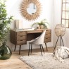 ANDY - Brown Wood Scandi Desk with 6 Drawers, Pine