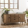 ANDY Brown Wood Scandi Sideboard - 2 Doors, 3 Drawers - Pine