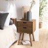 ANDY Brown Wood Scandi Bedside Table with 2 Drawers