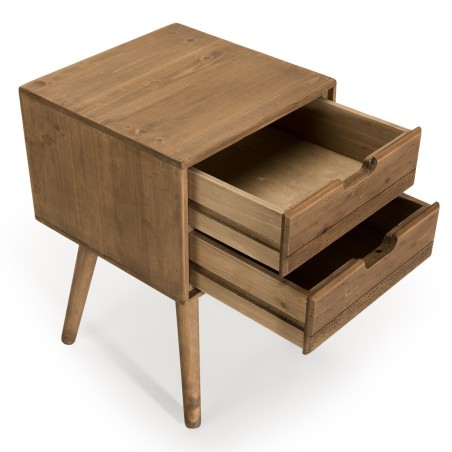 Chevet ANDY - Bois marron 2 tiroirs