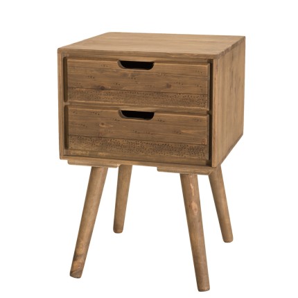 Chevet ANDY - Bois marron 2 tiroirs