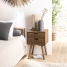 ANDY Brown Wood Scandi Bedside Table with 2 Drawers