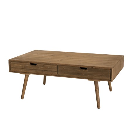 ANDY - Brown Rectangular Scandi Coffee Table with 4 Drawers | Pine Wood