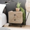 MANDY Beige Scandi Bedside Table with 2 Drawers - Pine