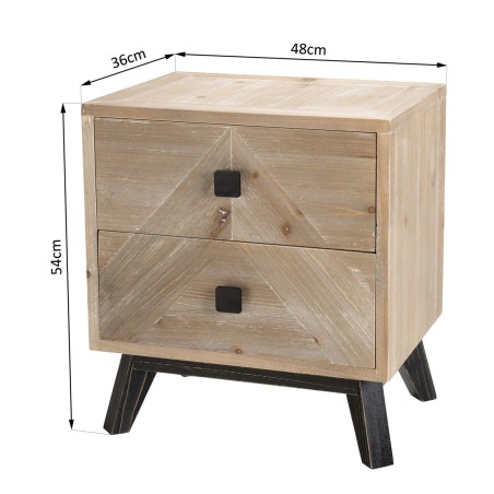 Chevet MANDY beige style scandinave 2 tiroirs