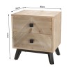 MANDY Beige Scandi Bedside Table with 2 Drawers - Pine