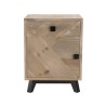 MANDY Beige Scandi Bedside Table 1 Drawer 1 Door Black Feet