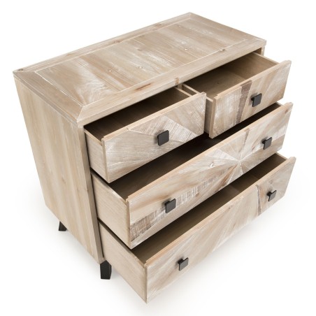 MANDY Beige Scandi Chest of Drawers - 4 Drawers, Pine