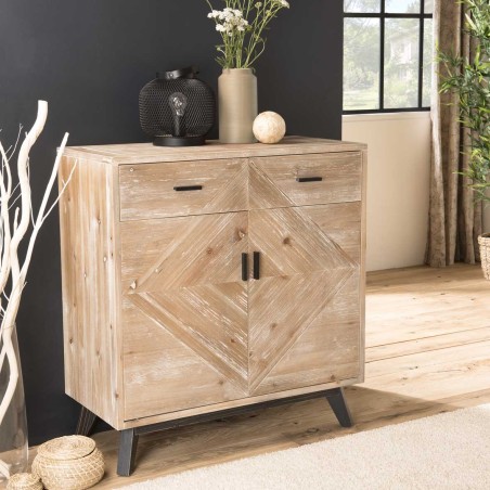 Buffet MANDY beige scandi 2 tiroirs 2 portes