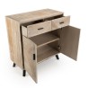 MANDY - Beige Scandi Buffet 2 Drawers 2 Doors Black Legs Pine