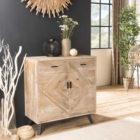 Buffet MANDY beige scandi 2 tiroirs 2 portes
