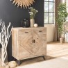 MANDY - Beige Scandi Buffet 2 Drawers 2 Doors Black Legs Pine