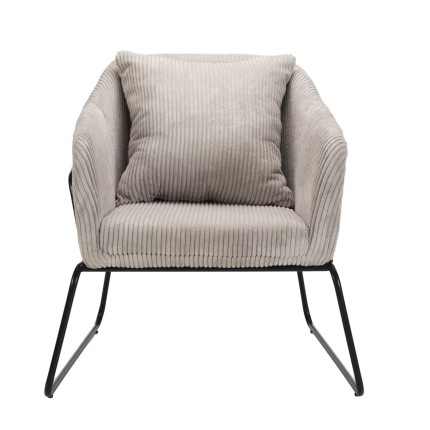 Fauteuil AGATHE - Velours côtelé gris perle