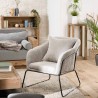 Fauteuil AGATHE - Velours côtelé gris perle