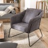 Fauteuil AGATHE - Velours côtelé gris anthracite