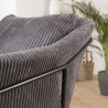 AGATHE Anthracite Grey Corduroy Fabric Armchair - Flared Metal Legs
