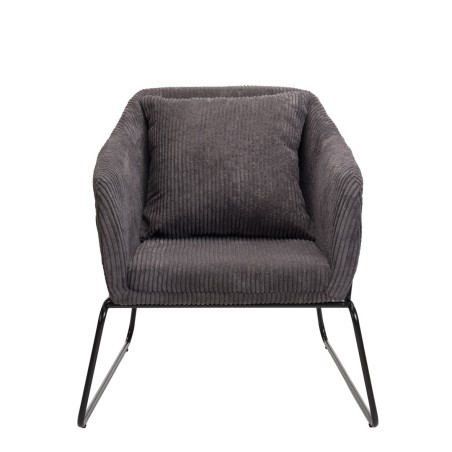 Fauteuil AGATHE - Velours côtelé gris anthracite