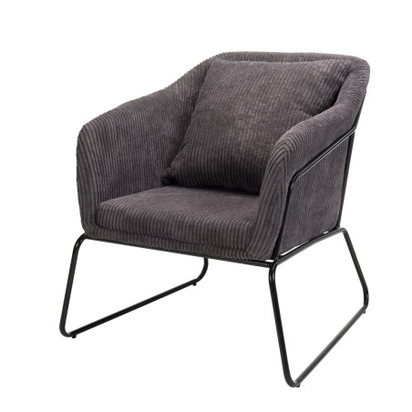 Fauteuil AGATHE - Velours côtelé gris anthracite