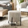 Tabouret rond AGATHE en velours côtelé gris perle
