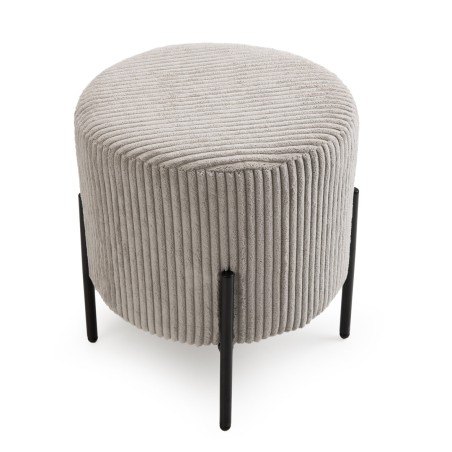 AGATHE Round Stool 36x36cm Pearl Grey Corduroy Fabric