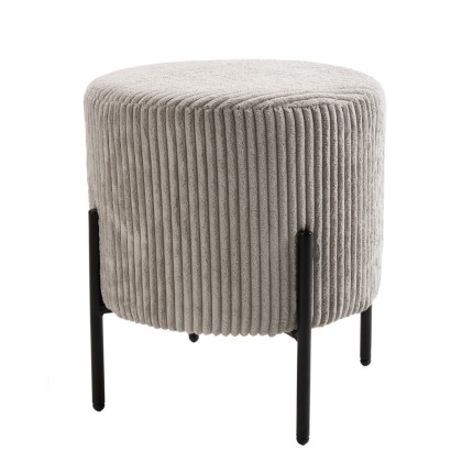 AGATHE Round Stool 36x36cm Pearl Grey Corduroy Fabric