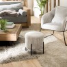 Tabouret rond AGATHE en velours côtelé gris perle
