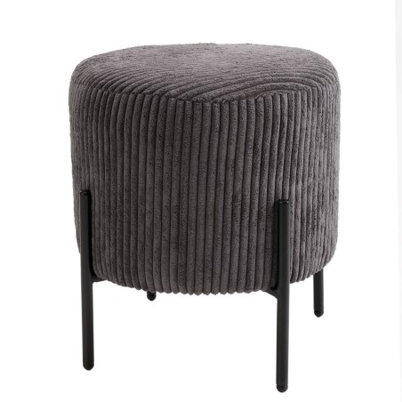 AGATHE Round Stool 36x36cm Anthracite Grey Corduroy Fabric