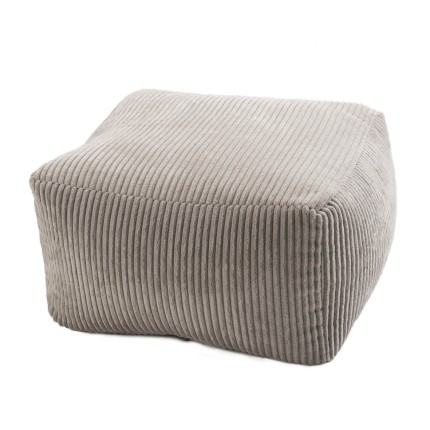 Pouf carré AGATHE 57x57cm velours côtelé gris perle