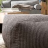 Pouf carré AGATHE 57x57cm velours côtelé gris anthracite