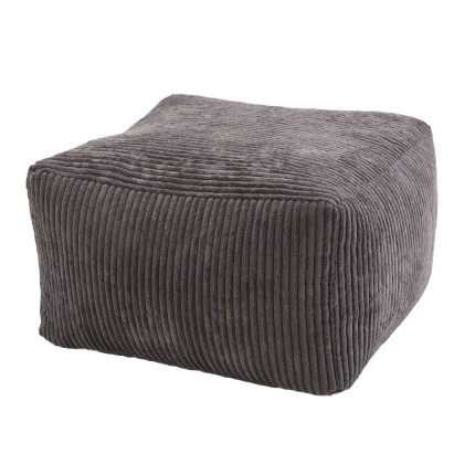 AGATHE Square Pouffe 57x57cm - Anthracite Grey Corduroy Fabric