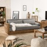 Canapé 3 places bois Pin recyclé marron tissu gris SANDY
