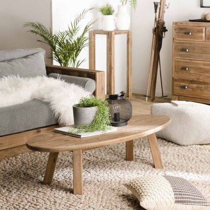 Table basse ovale en bois de pin recyclé SANDY