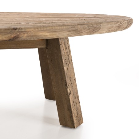 SANDY Oval Coffee Table in Brown Recycled Pine