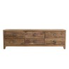 Meuble TV SANDY - Pin recyclé 6 tiroirs marron
