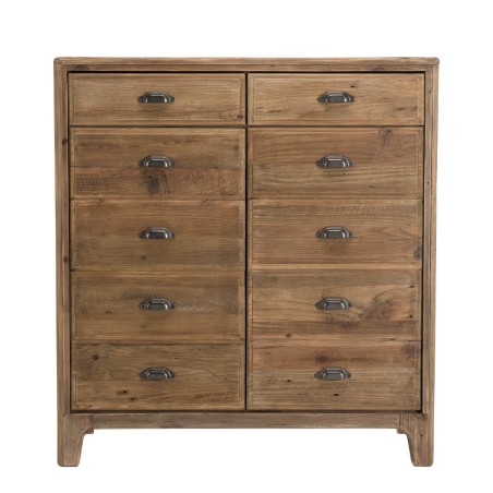 Meuble marron 2 tiroirs 2 portes SANDY en pin recyclé