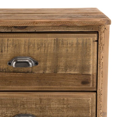 Chevet SANDY - Bois Pin recyclé 2 tiroirs