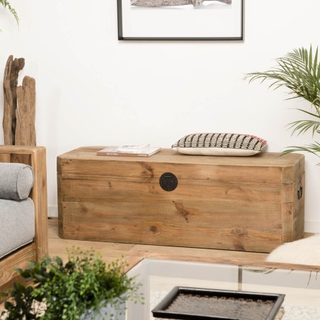 SANDY Brown Storage Chest - Recycled Pine with Black Metal Handles