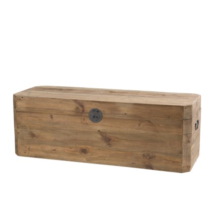 Coffre rangement marron bois Pin recyclé - SANDY