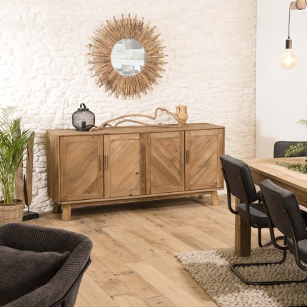 Buffet marron 4 portes bois Pin recyclé SANDY