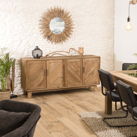 Buffet marron 4 portes bois Pin recyclé SANDY