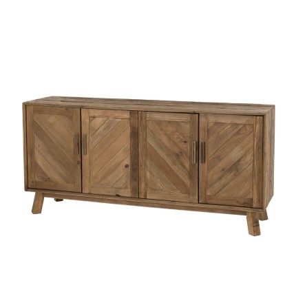 SANDY Brown 4-Door Sideboard in Recycled Pine - Contemporary Living Room Furniture