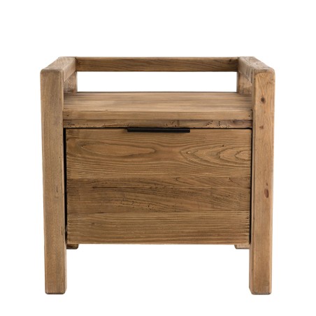 SANDY Brown Bedside Table - Recycled Pine - 1 Drawer - Ideal Dimensions
