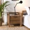 SANDY Brown Bedside Table - Recycled Pine - 1 Drawer - Ideal Dimensions