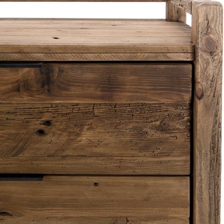 Commode marron 2 tiroirs bois Pin recyclé SANDY