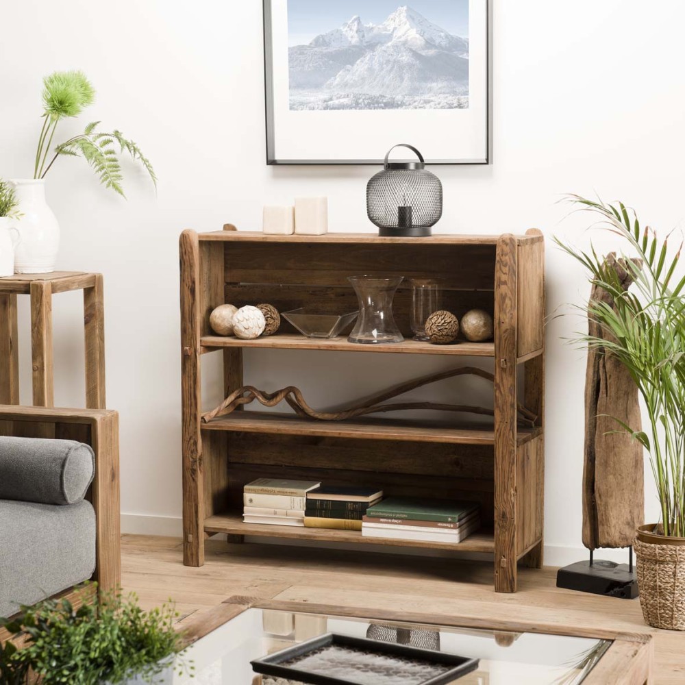 SANDY - Brown 3-tier Recycled Pine Wood Shelf SANDY - Brown 3-tier Recycled Pine Wood Shelf