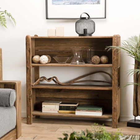 Étagère marron 3 niveaux bois Pin recyclé - SANDY