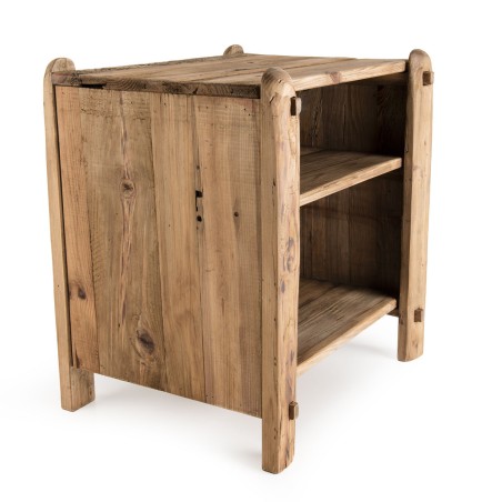 SANDY - Brown 2-Level Recycled Pine Wood Bedside Table