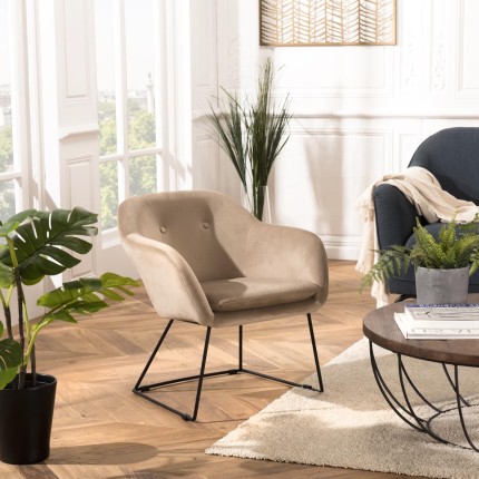 Fauteuil AGATHE en velours beige