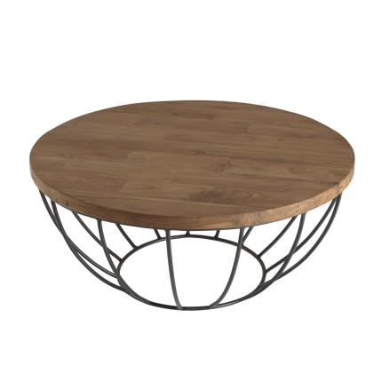 SIXTINE Round Coffee Table 80x80cm - Recycled Teak Top