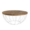 SIXTINE Round Shell Coffee Table 80x80cm - Recycled Teak Top with White Metal Legs